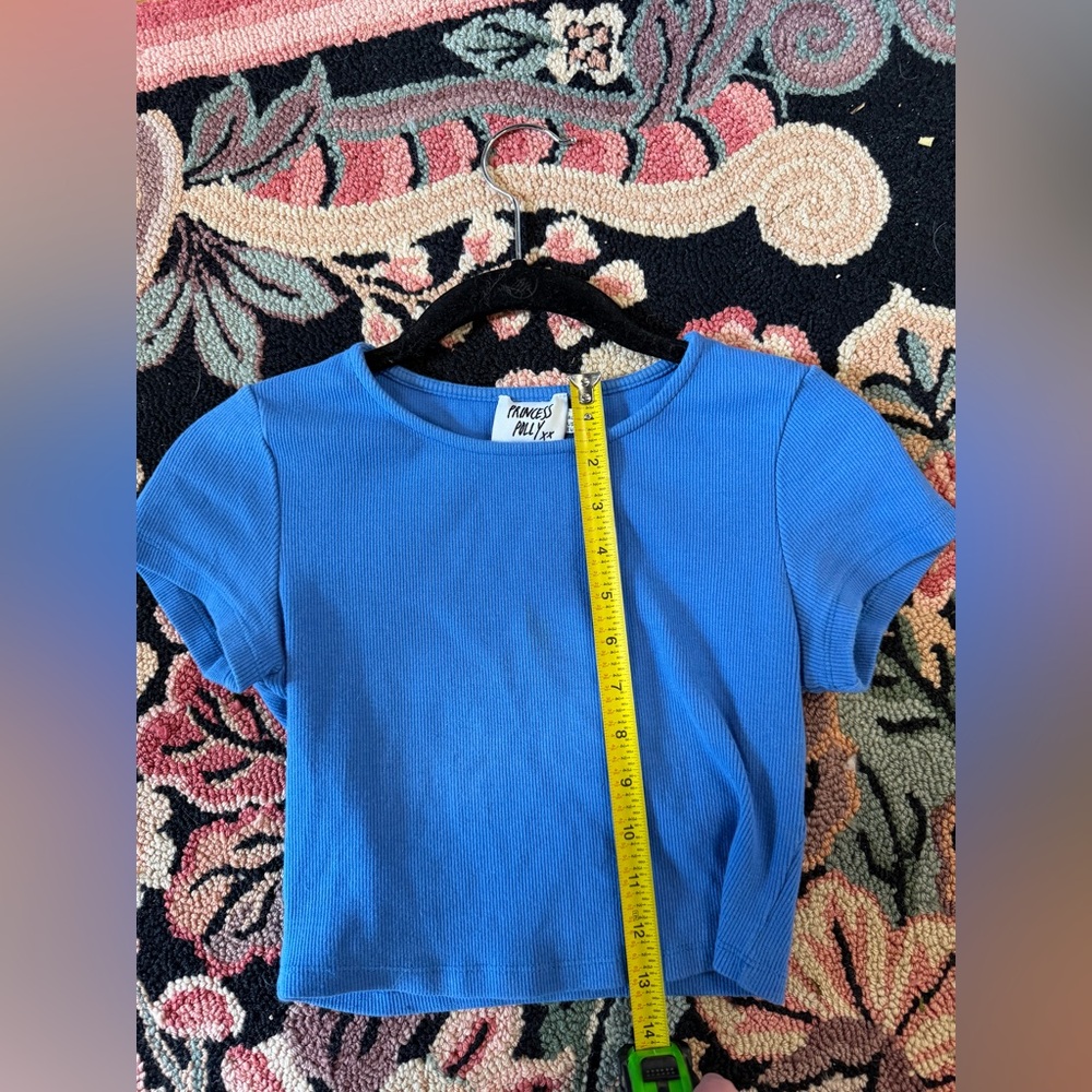 Princess Polly Ribbed Short Sleeve Ribbed Crop Top Bright Blue Size 2 🦋💙🦋💙 Y2K - Picture 5 of 6